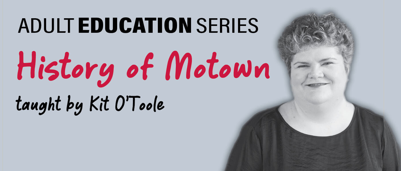 Photo of Kit O'Toole who is teaching History of Motown for the Adult Education Series