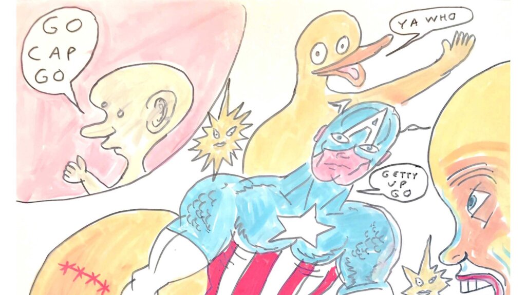 Daniel Johnston art piece Go Cap Go
