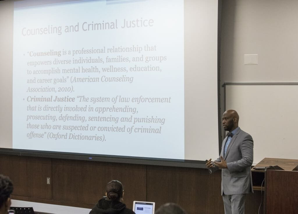 Photo of presentation titled Counseling and Criminal Justice