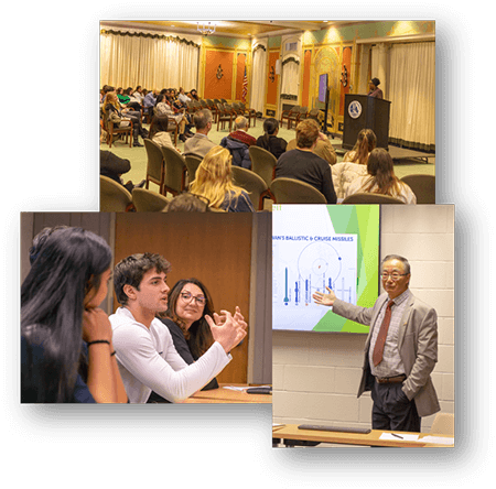 A collage of three photos showing from the convention