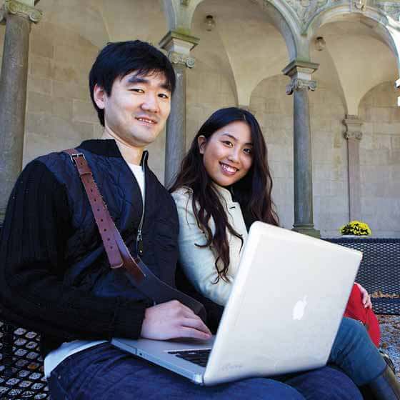 Students sitting in Erlanger Gardens