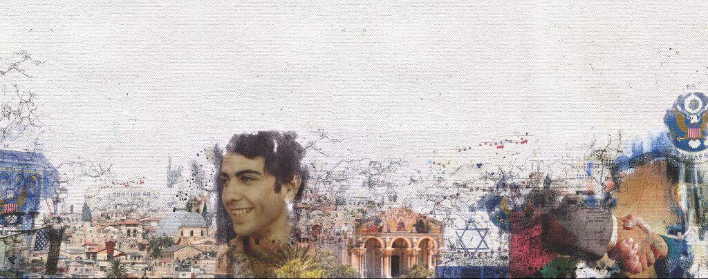 Collage of images evocative of Saliba Sarsar's life.