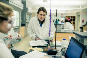 Researchers in one of the labs in the School of Science building