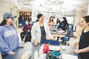 Researchers in one of the labs in the School of Science building