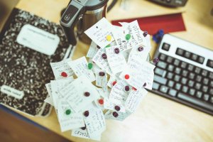 Scattered notes on a desk