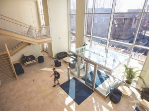 Interior shot of the School of Science Atrium