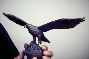 A statuette of a hawk