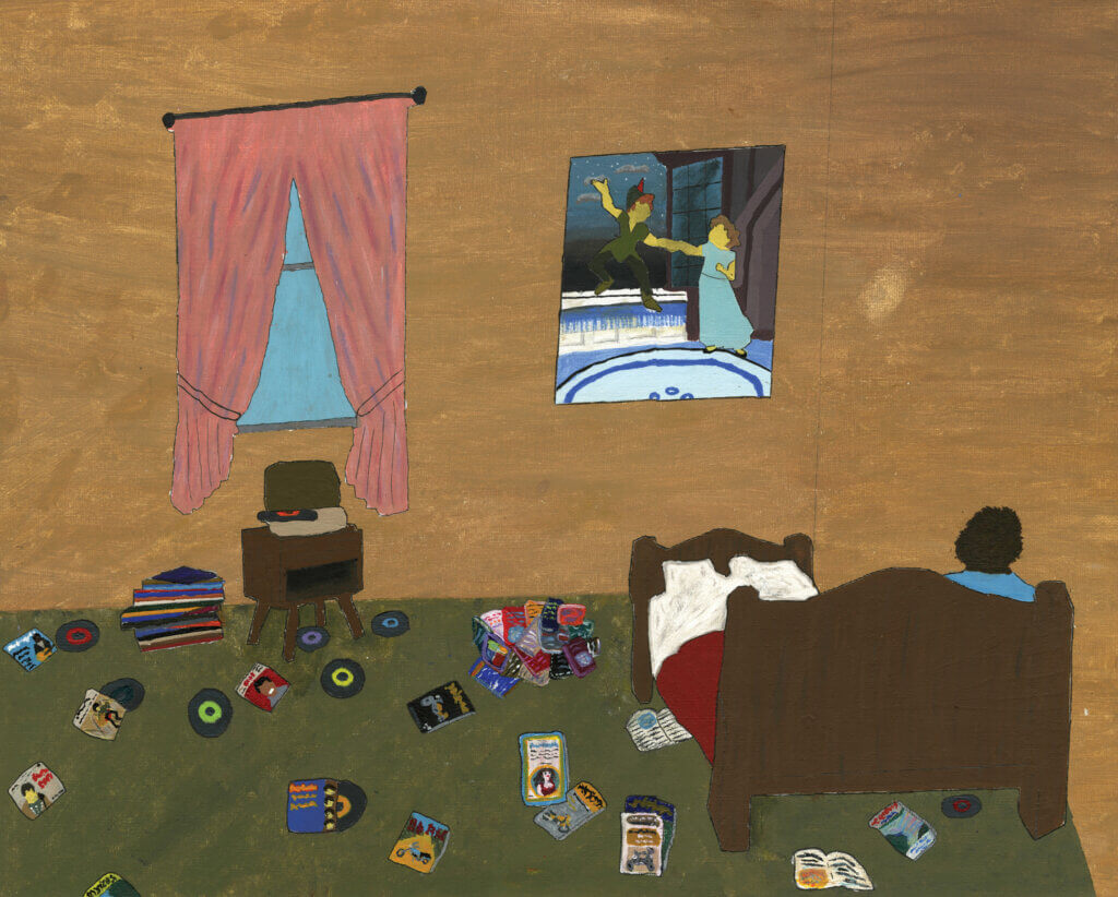 An original painting by Carlee Migliorisi depicting her interpretation of the bedroom in which Bruce Springsteen wrote Born to Run
