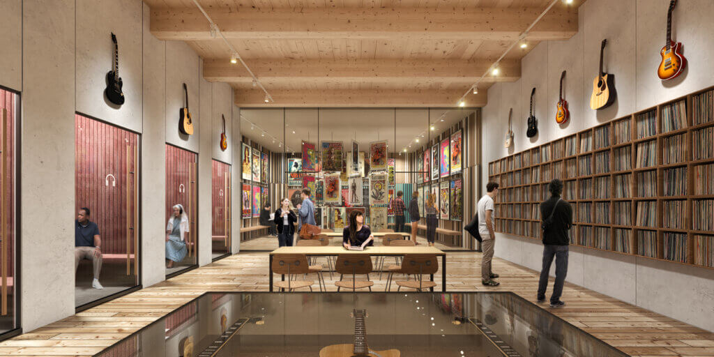 Rendering of the interior of The Bruce Springsteen Archives and Center for American Music at Monmouth University