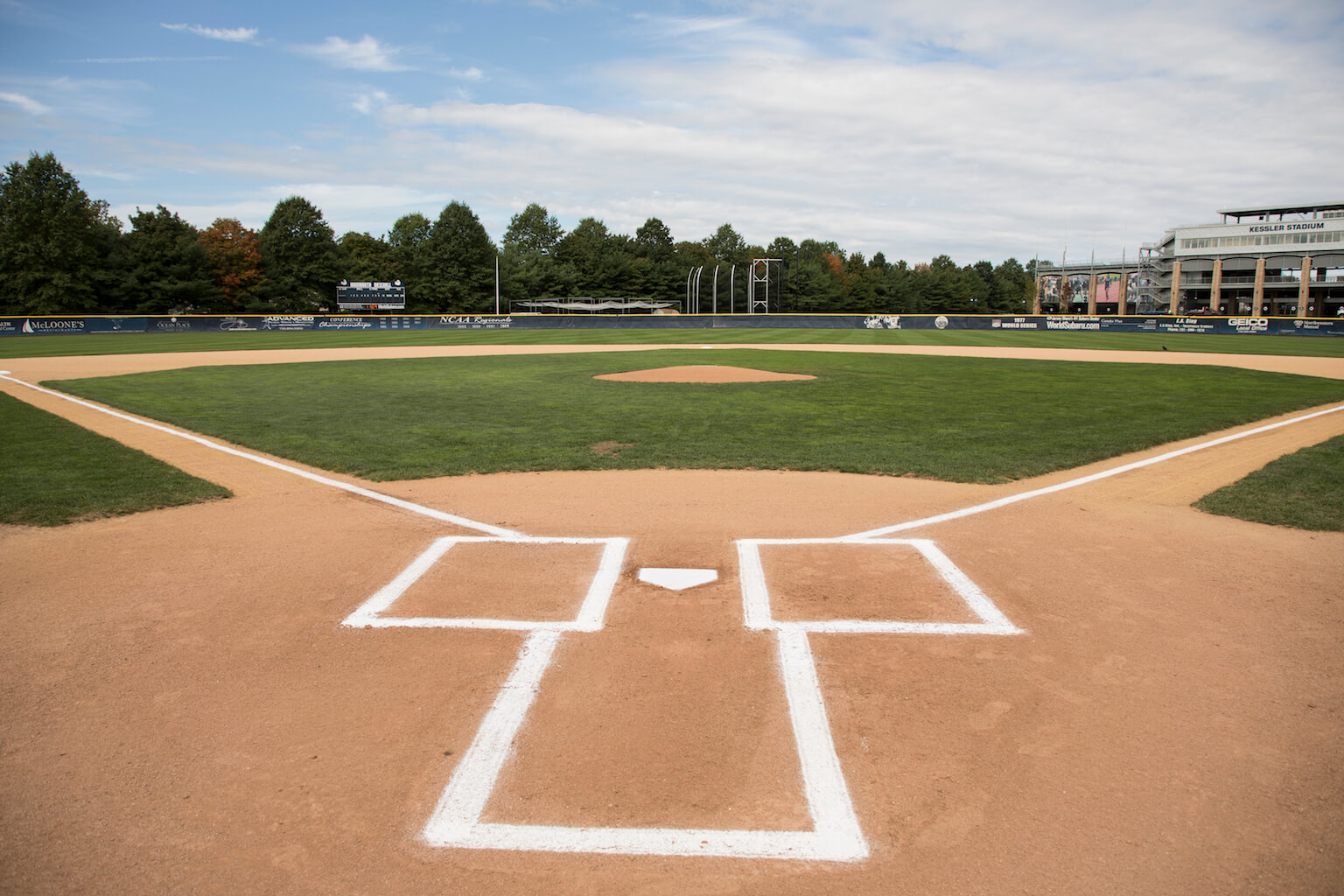 Photo from home plate in the baseball field