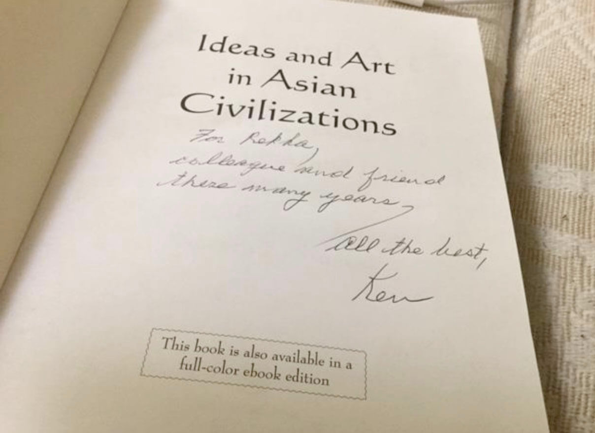 The book, Ideas and Art in Asians Civilizations signed by the author