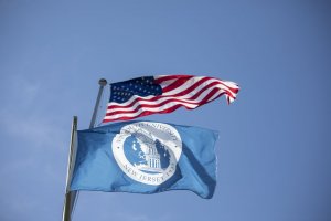 US Flag and Monmouth Flag