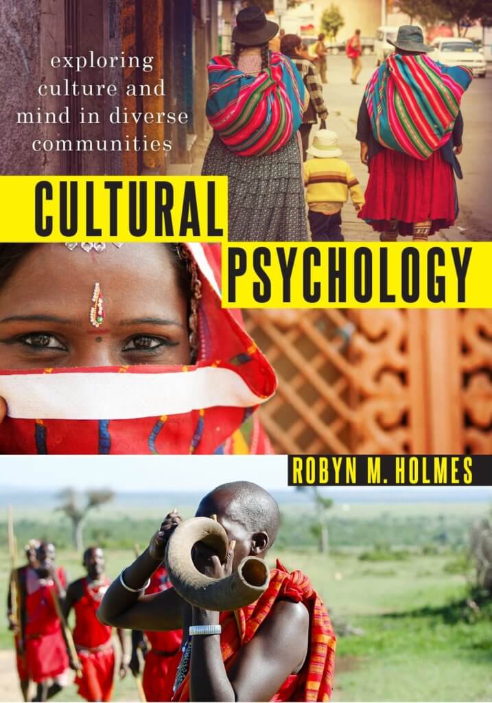 Cover of book, "Cultural Psychology" with various international-themed images including eyes, a person drinking from a horn, and two women carrying large parcels