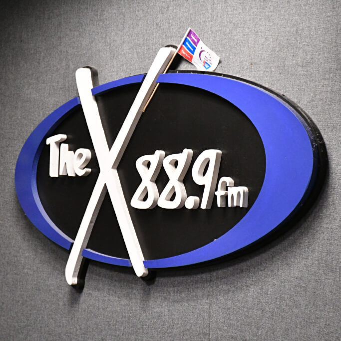 Three dimensional logo for WMCX, Monmouth's student-run radio station