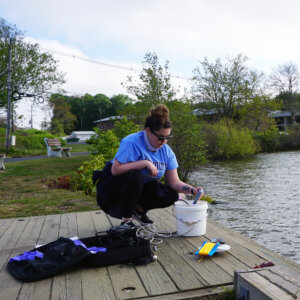 Taking water samples at Lake Takanassee