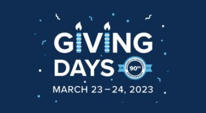 Stylized design for "Giving Days" with candles replacing the letter "I"
