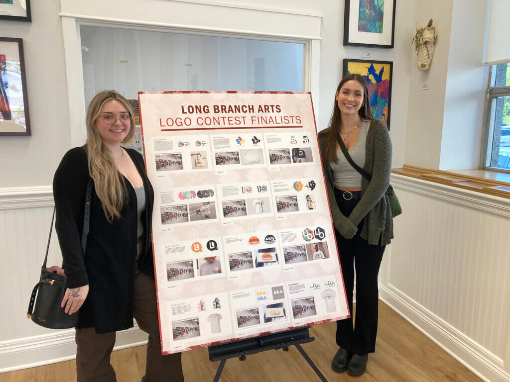 Logo contest winner Emily Lopes and runner-up Jordan Bush at Long Branch Arts exhibition opening.