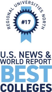 Illustration noting #17 ranking in US News Regional Universities North US News & World Report category