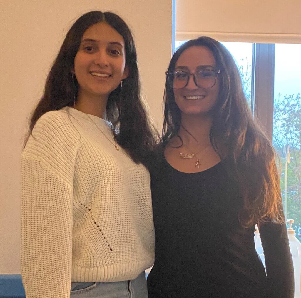 Monmouth University Debate Team members Veronica Belloso and Isabella Jennison