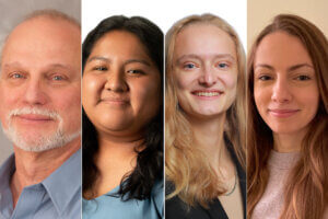 Headshots of Professor Richard Bastian, Veronica Marquez, Hollyn Probasco, and Emma Desantis