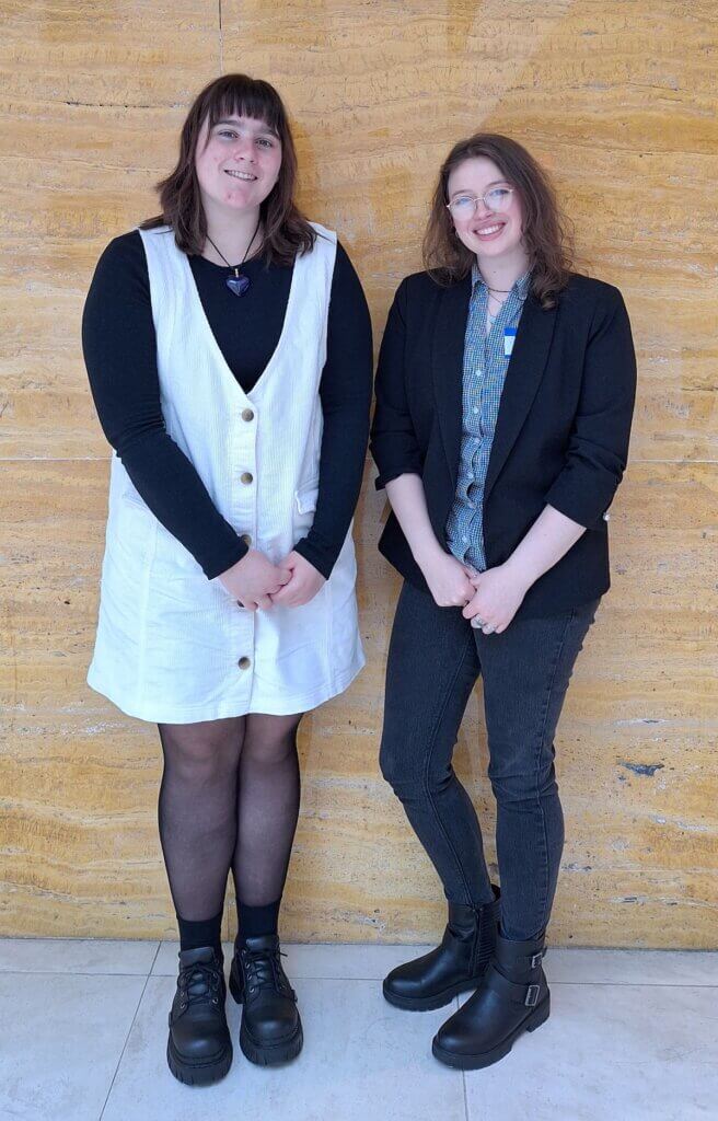 Graduate English students Nicole Mautone and Anna Huber