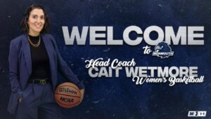 Photo illustration of new women's basketball head coach Cait Wetmore