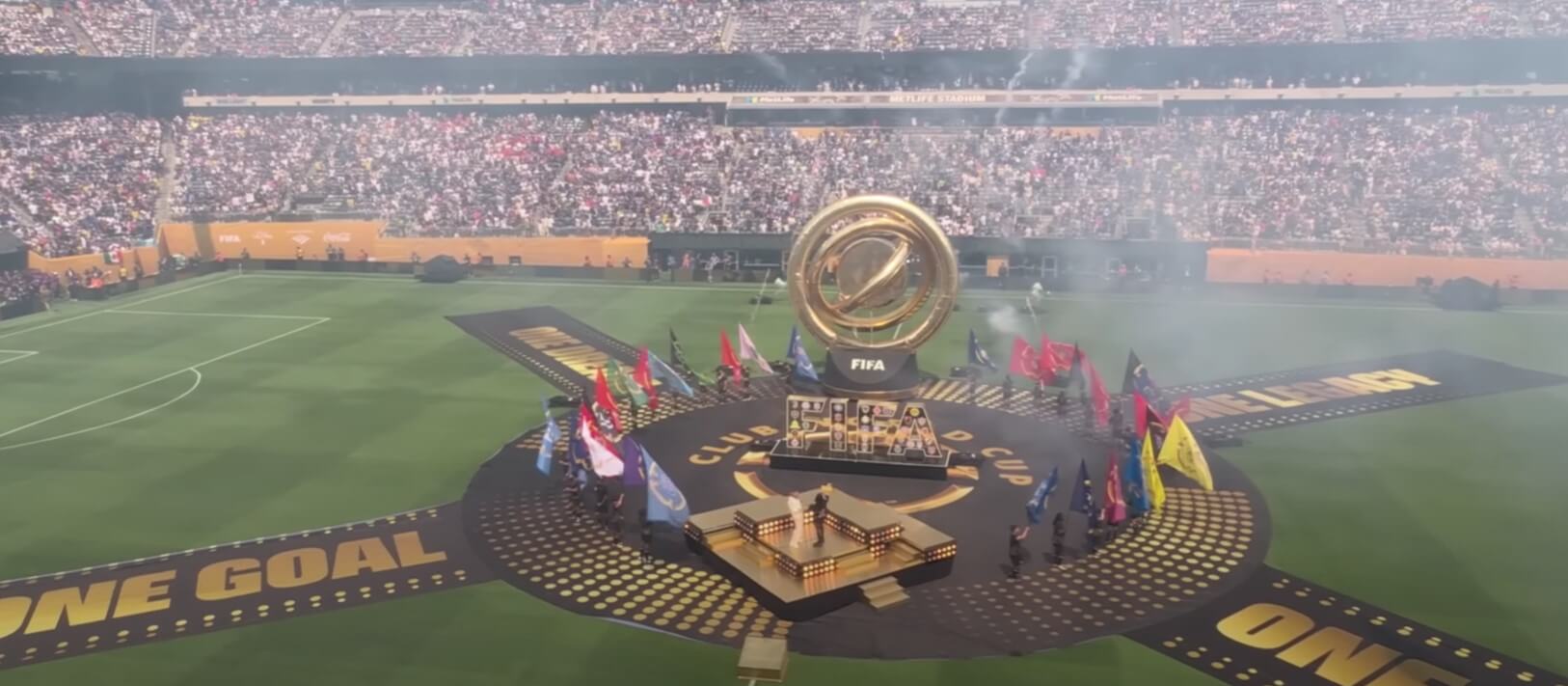 Aerial view of closing ceremony at 2025 FIFA Club World Cup