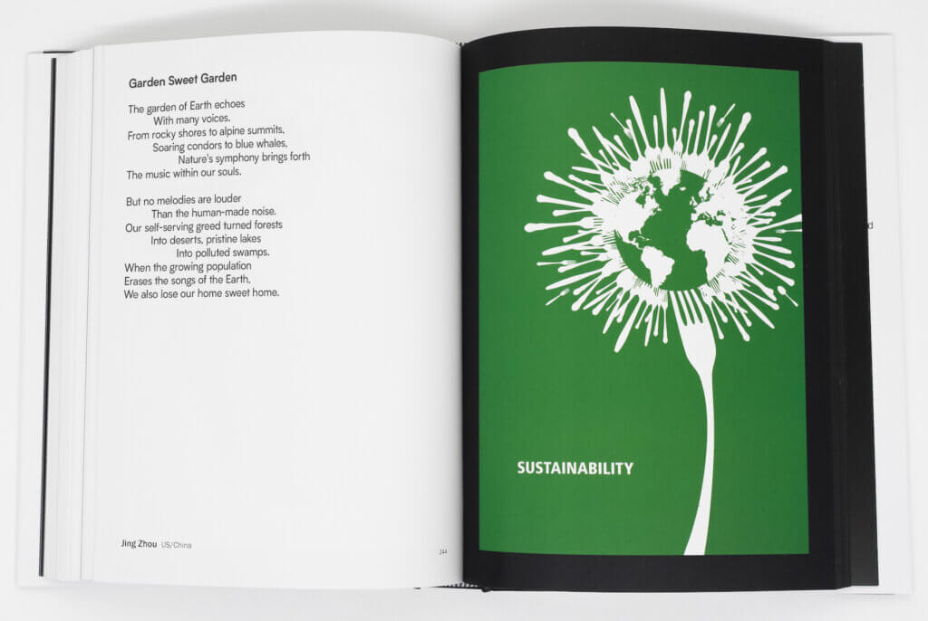 Professor Jing Zhou created the poster "Sustainability" and poem "Garden Sweet Garden."