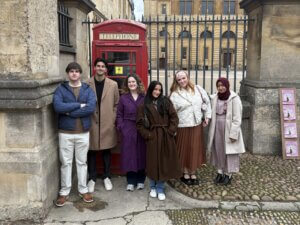 The Model UN delegation of Anthony Tesoriero, Warda Chowdhury, Chris Feliks, Juli Casey, Giavanna Cangialosi, and Eleanor Parks-Orr in Oxford, England.