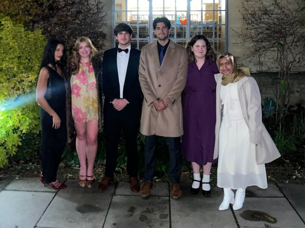 The Model UN delegation of Anthony Tesoriero, Warda Chowdhury, Chris Feliks, Juli Casey, Giavanna Cangialosi, and Eleanor Parks-Orr in Oxford, England.