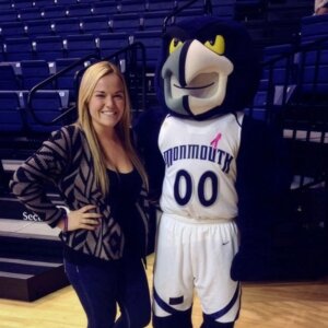 Megan Van Tine and Shadow mascot