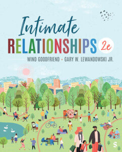 Intimate Relationships book cover, showing an illustration of numerous people enjoying time in groups at a park.