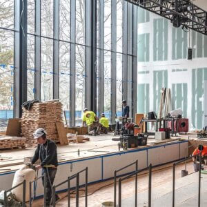 Interior of Center for American Music under construction