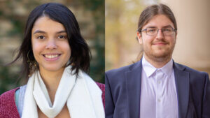 Headshots of Professor Deb Nunes and student Arseniy Shafran