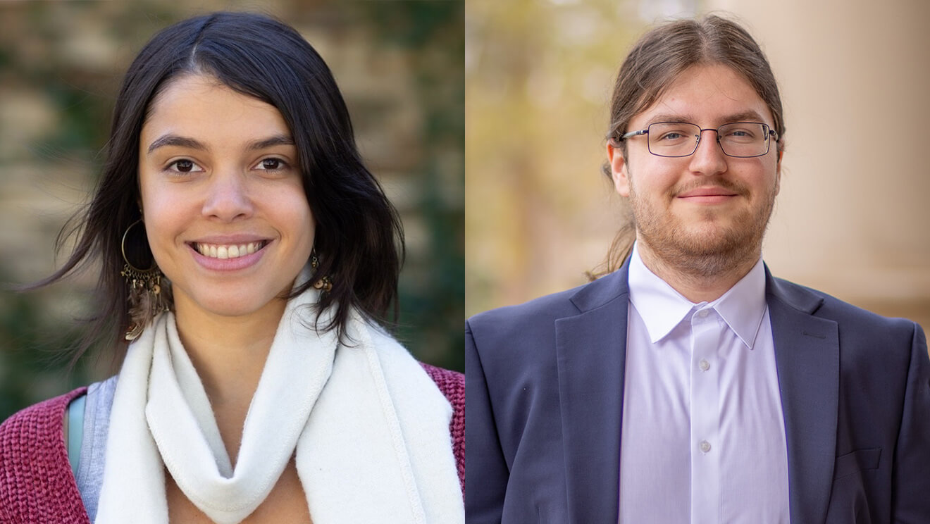 Headshots of Professor Deb Nunes and student Arseniy Shafran