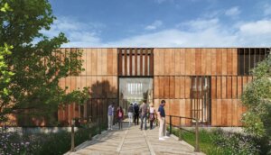 Artist's rendering of the entrance of the Bruce Springsteen Center for American Music