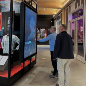Bruce Springsteen tours an exhibit with Bob Santelli at the Bruce Springsteen Center for American Music