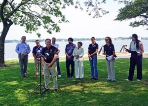 UCI Acting Director Tom Herrington addresses tour attendees in Belmar