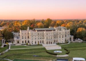Aerial view of the Great Hall at dusk. This image was used in the Excellnce.Access.Ambition comprehensive campaign
