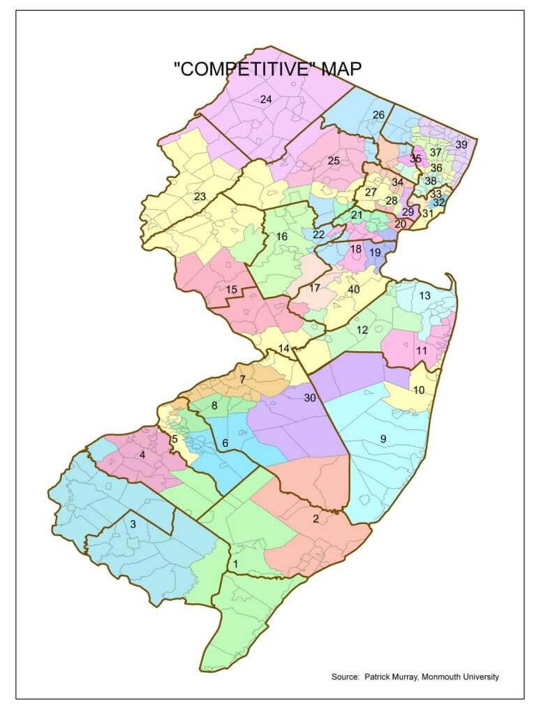 Graph displays the NJ redistricting process outcome using a competitive election approach