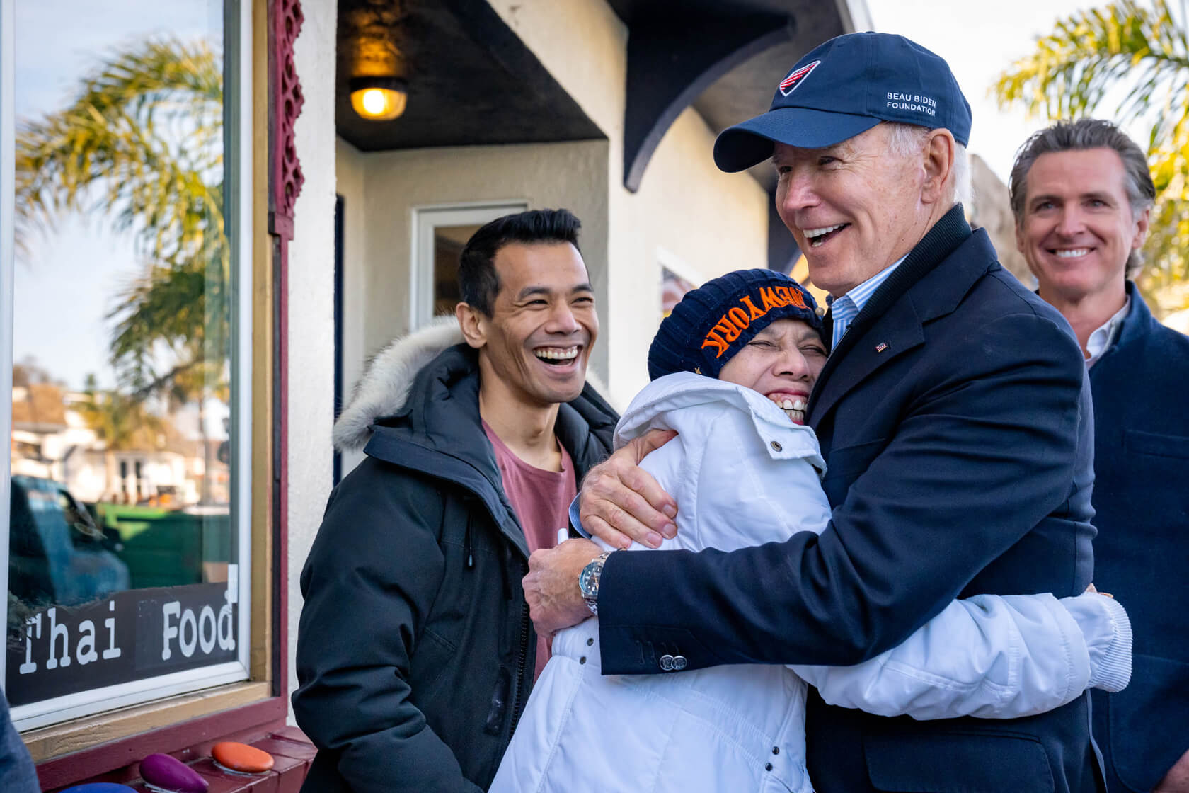 Image of Biden on January 19, 2023 in Capitola pier, California.