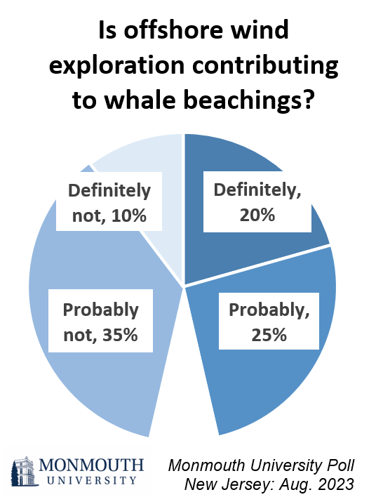 Pie chart titled: Is offshore wind exploration contributing to whale beachings? Refer to question 24 for details.