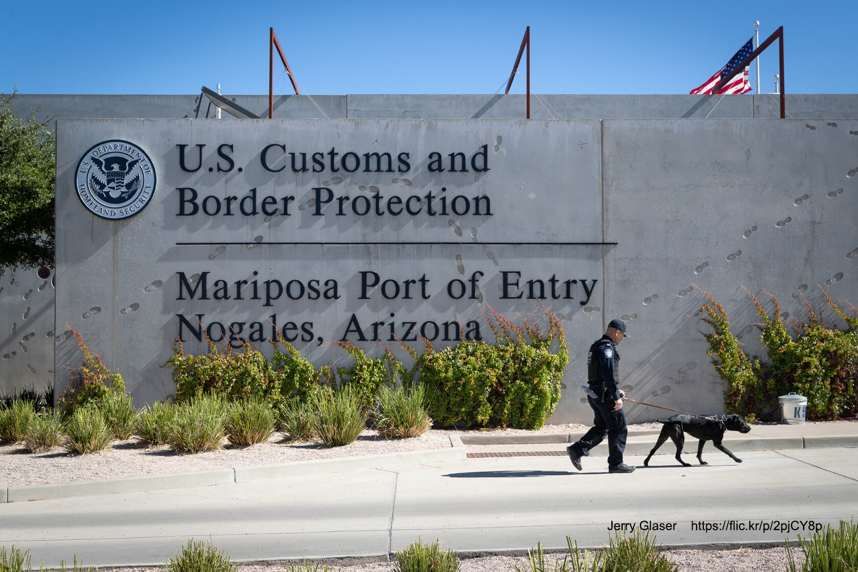 Image of U.S Customs and Border Protection building. Mariposa port of entry, Nogales Arizona.