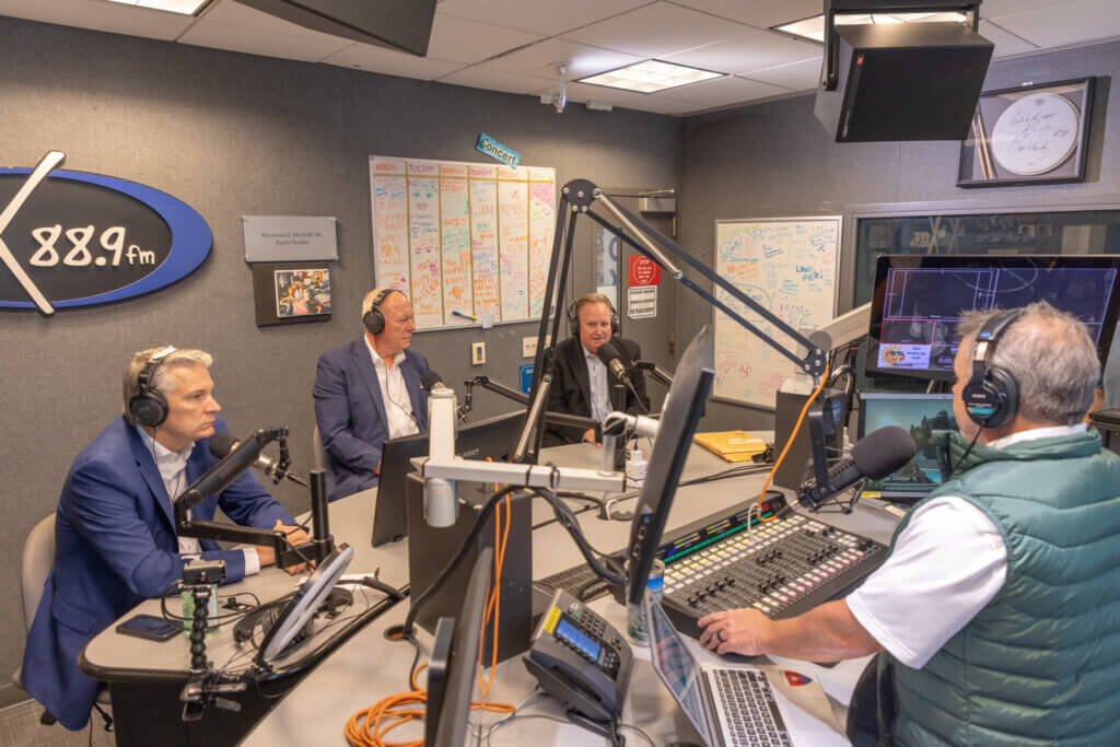 President Patrick Leahy. UCI Director Tony MacDonald, Assistant Director Tom Herrington, and Matt Harmon