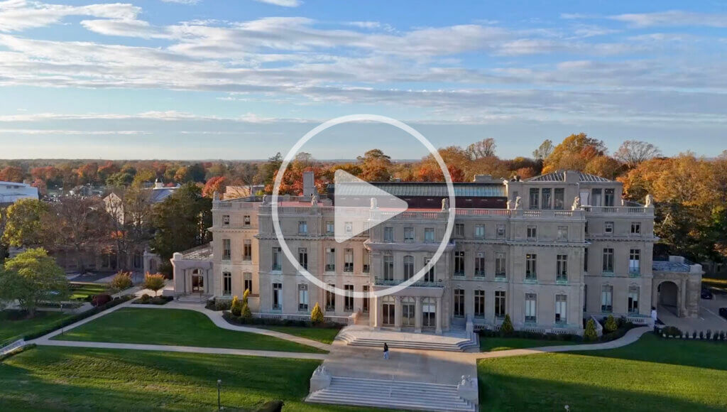 Thumbnail view of video featuring aerial image of the Great Hall at Monmouth University