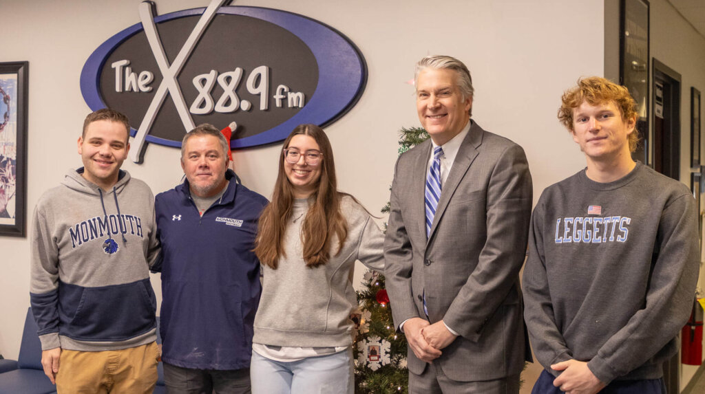 Frank Hoarle, Prof. Matt Harmon, Chloe Gosk, President Patrick F. Leahy, John Grano
