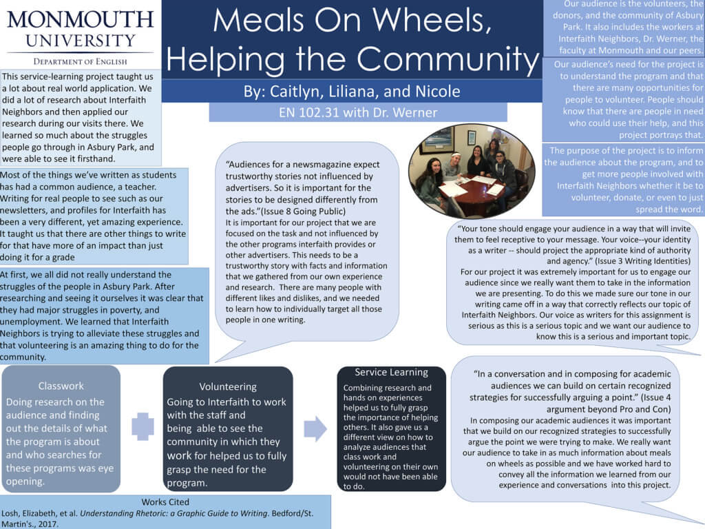 Monmouth University Scholarship Week 2020: Meals on Wheels, Helping the Community