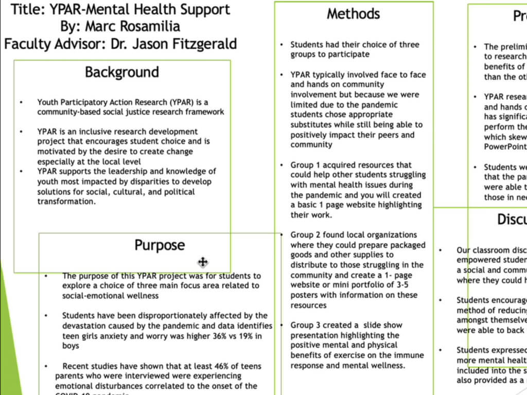 Poster Image: Student Contributions on Positive Mental Health & Wellness in their Local Community