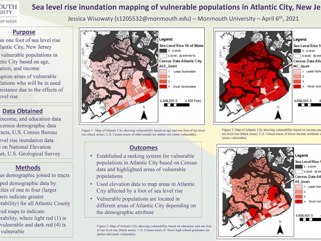 Poster Image: Sea Level Rise Inundation Mapping of Vulnerable Populations in Atlantic City, New Jersey by Jessica Wistowaty