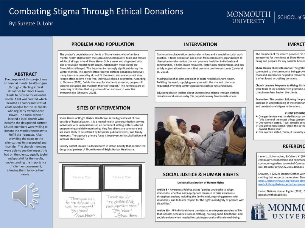 Poster Presentation: Combating Stigma Through Ethical Donations by Suzette D. Lohr